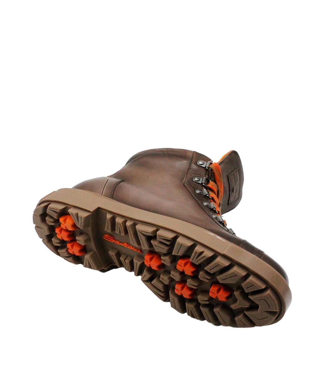 SANTONI Коричневые кожаные низкие ботинки, фото 4