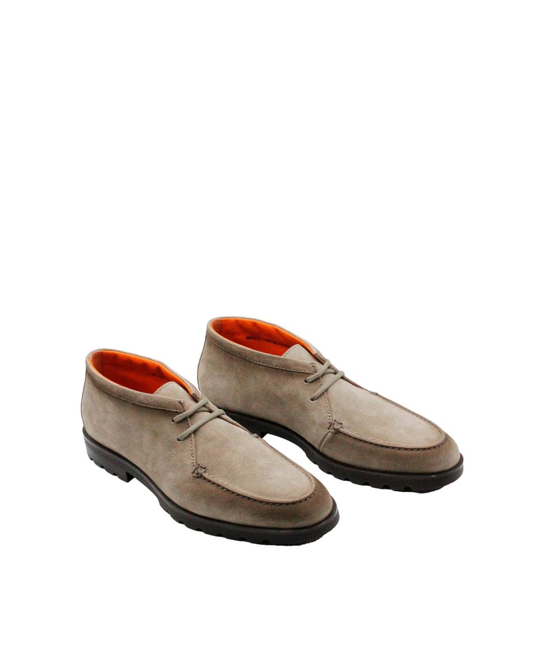 SANTONI Коричневые кожаные низкие ботинки, фото 1