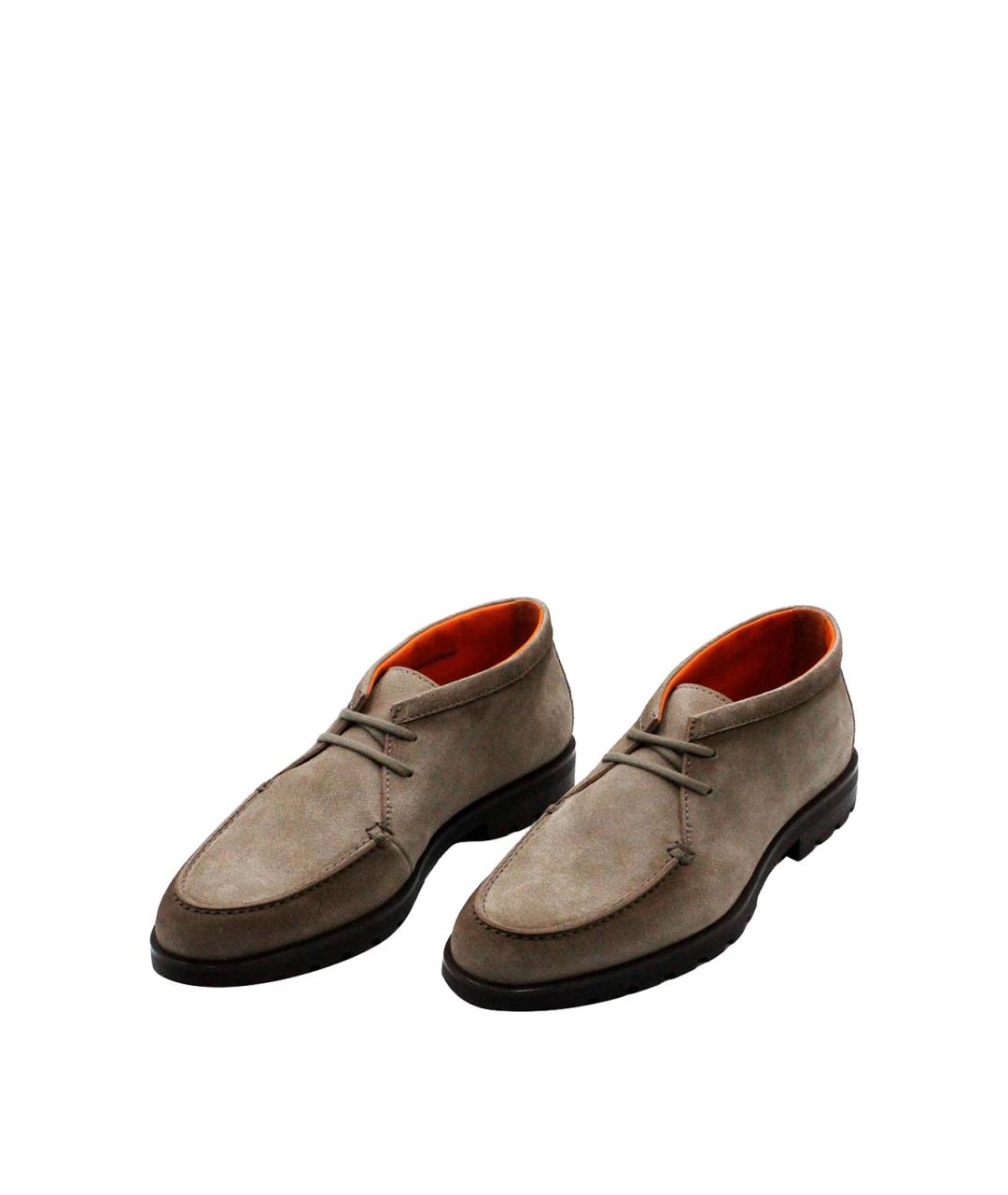 SANTONI Коричневые кожаные низкие ботинки, фото 2
