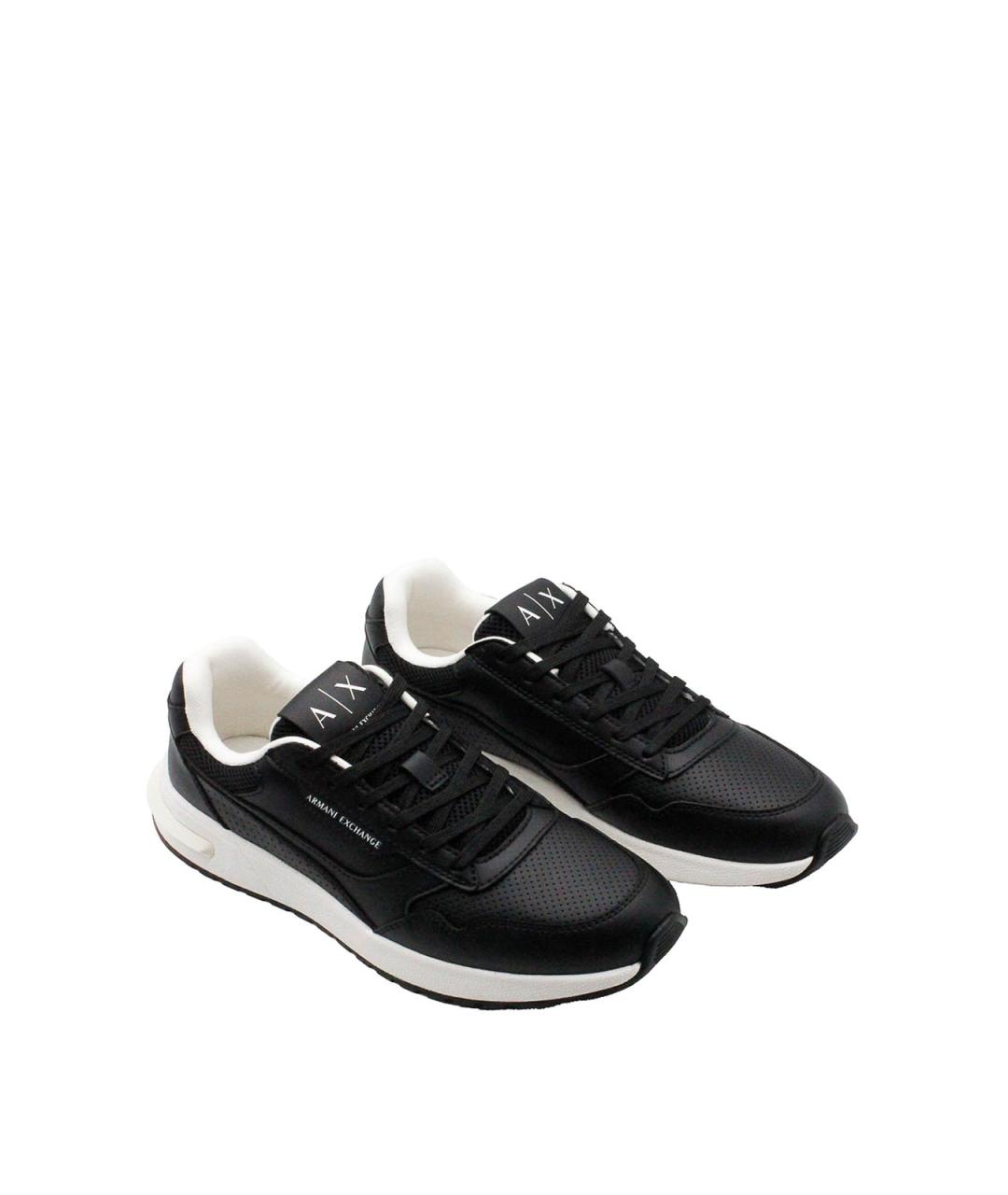 ARMANI EXCHANGE Черные синтетические низкие кроссовки / кеды, фото 1
