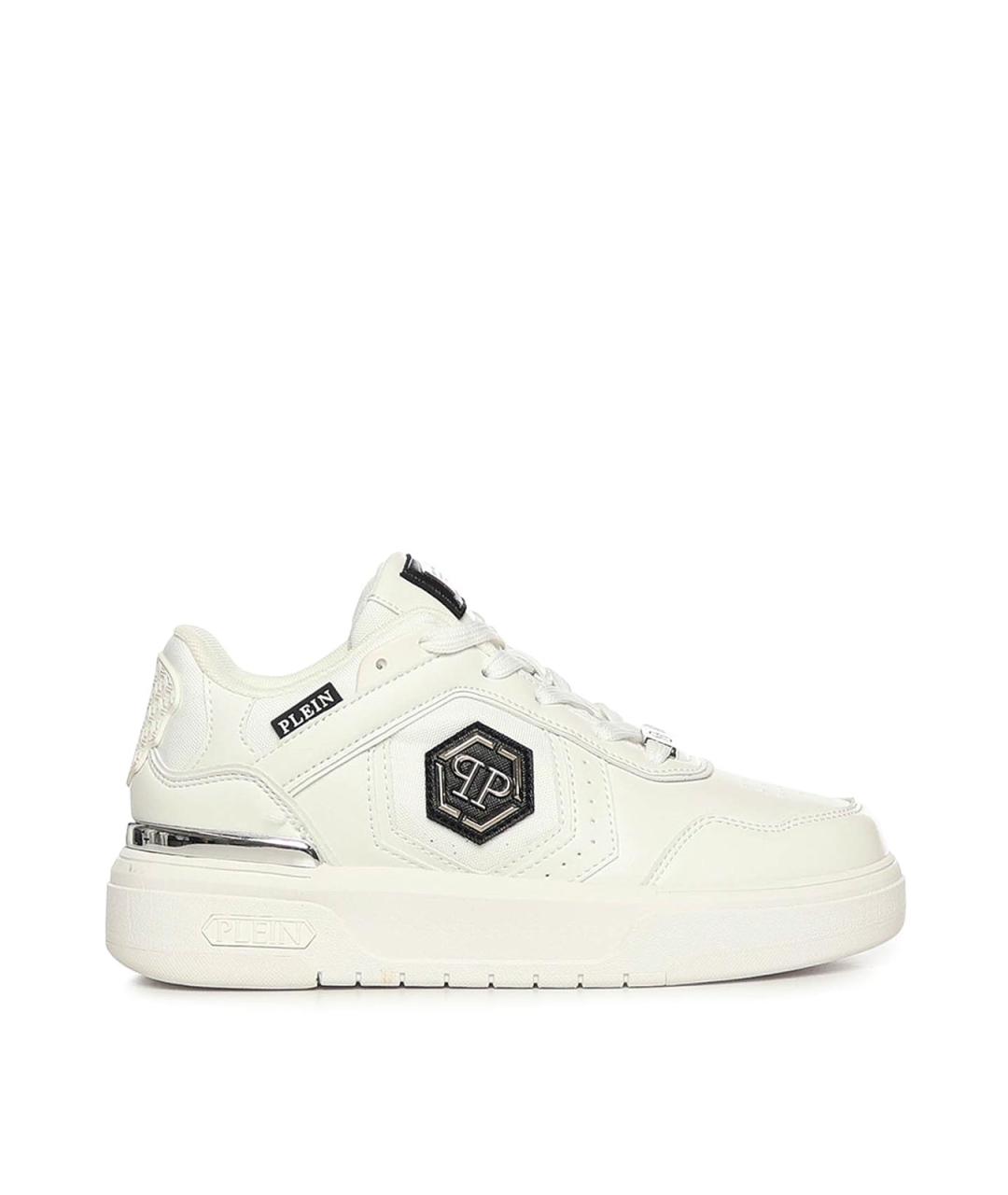 PHILIPP PLEIN Белые кожаные низкие кроссовки / кеды, фото 1