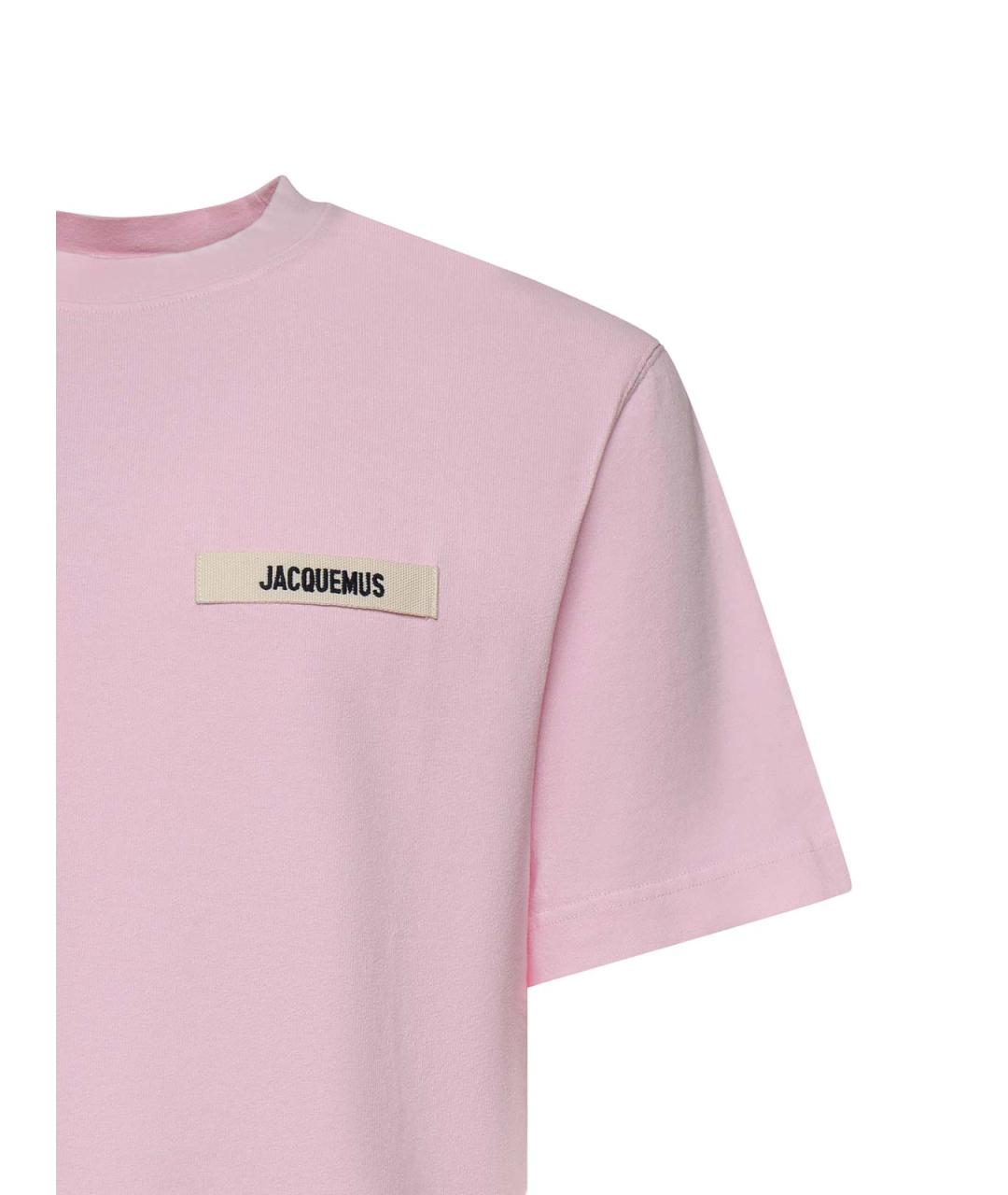 JACQUEMUS Розовая хлопковая футболка, фото 3