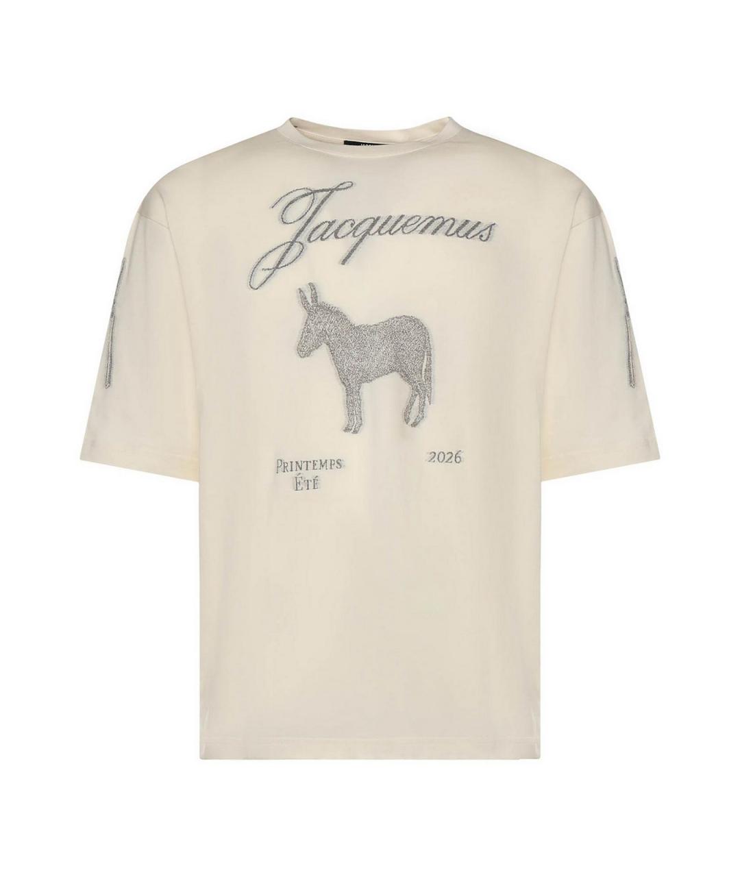 JACQUEMUS Бежевая хлопковая футболка, фото 1