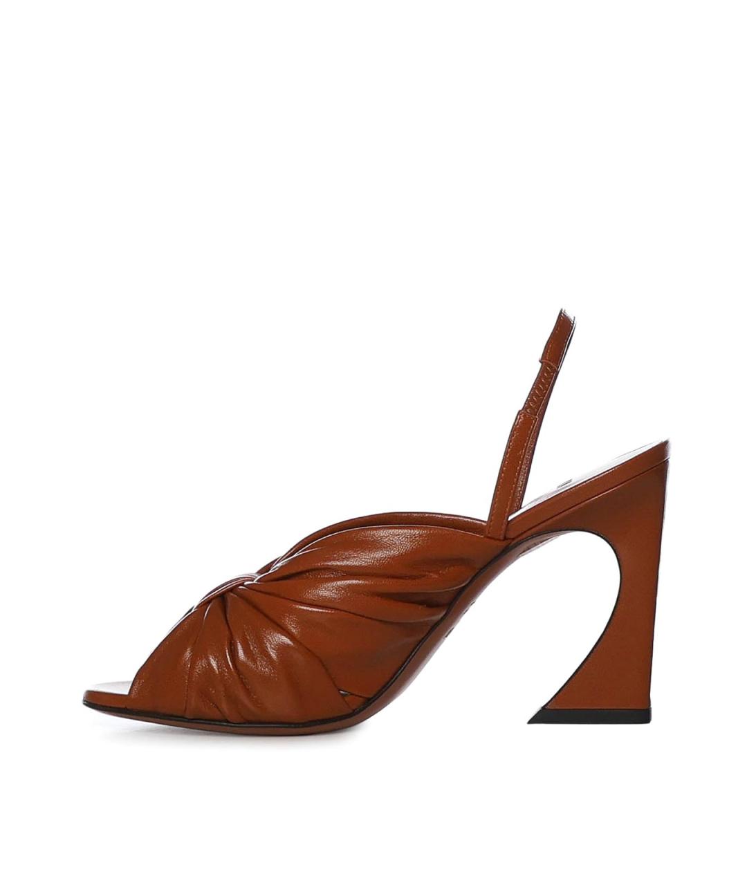 FENDI Оранжевые кожаные босоножки, фото 3