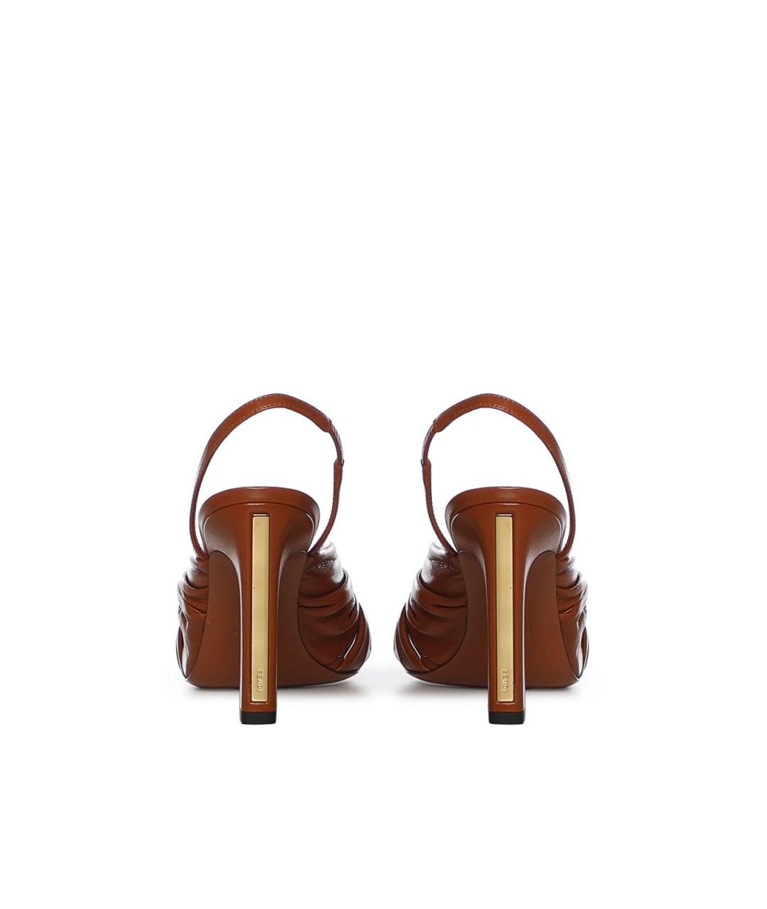 FENDI Оранжевые кожаные босоножки, фото 2
