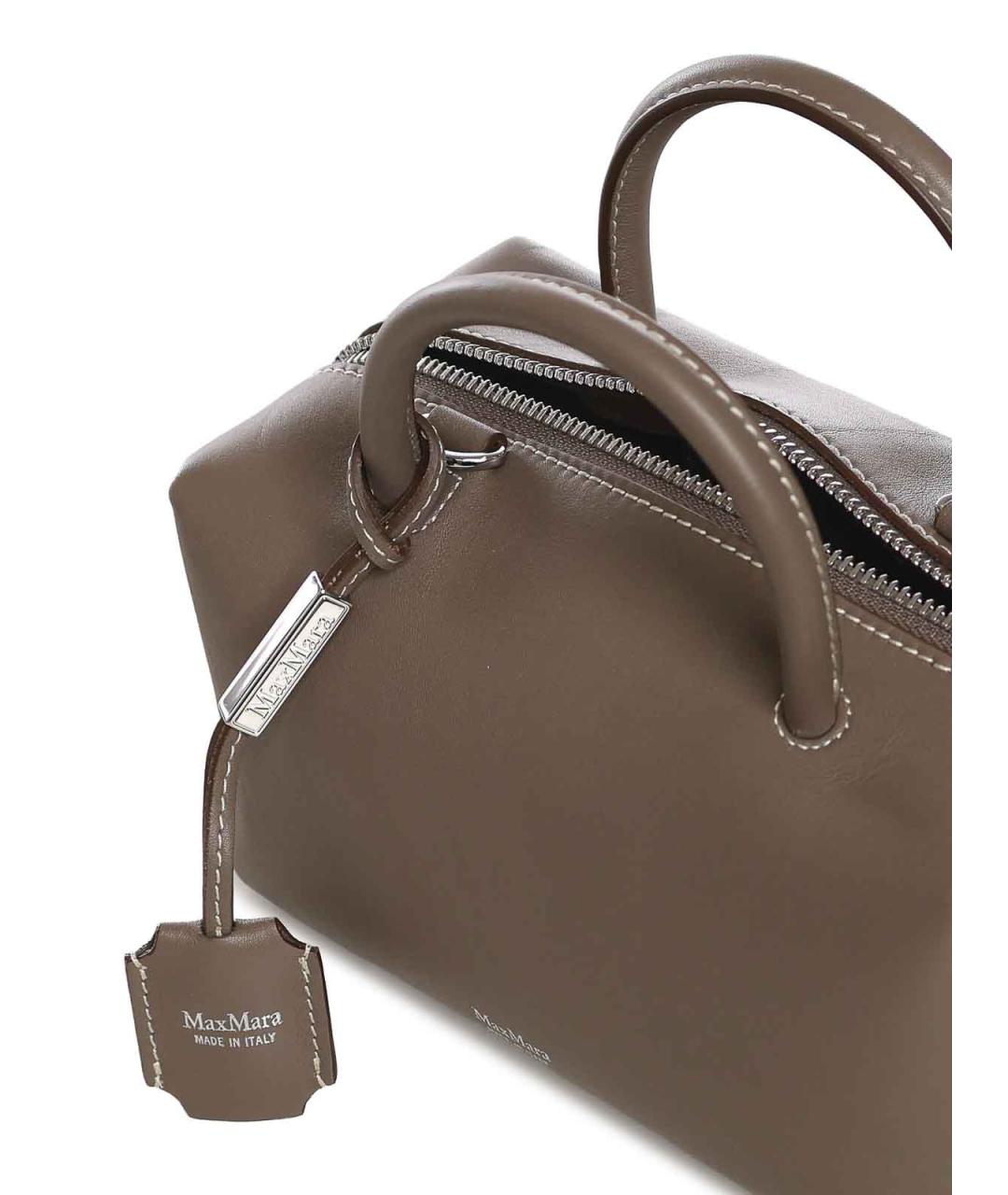 MAX MARA Бежевая кожаная сумка тоут, фото 3