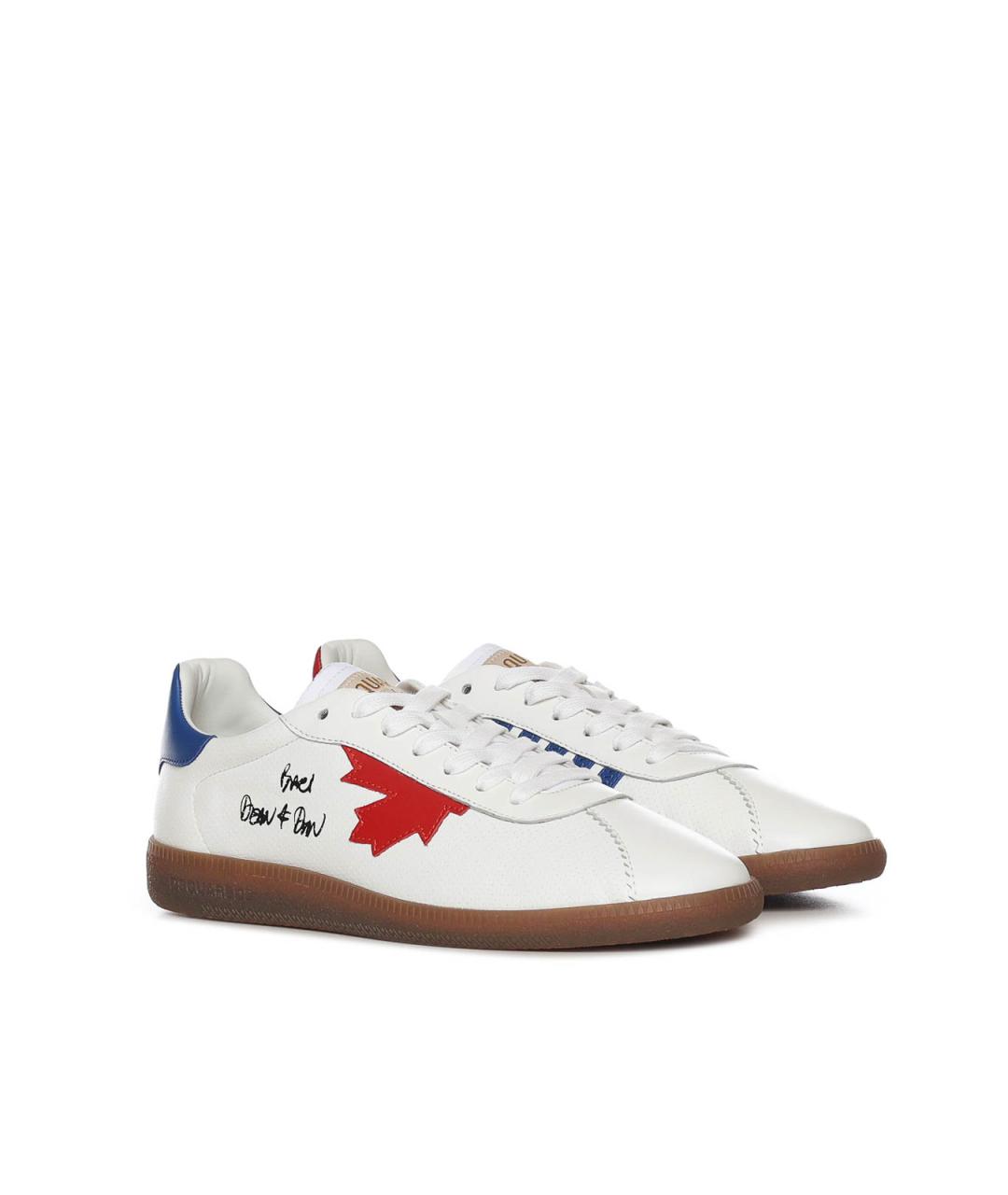 DSQUARED2 Белые кожаные низкие кроссовки / кеды, фото 4