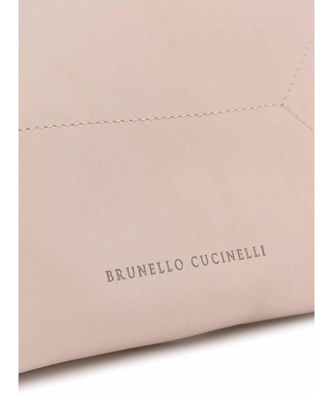 BRUNELLO CUCINELLI Бежевая кожаная сумка через плечо, фото 4