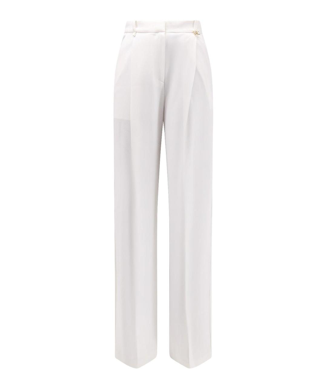 ELISABETTA FRANCHI Белые полиэстеровые прямые брюки, фото 1