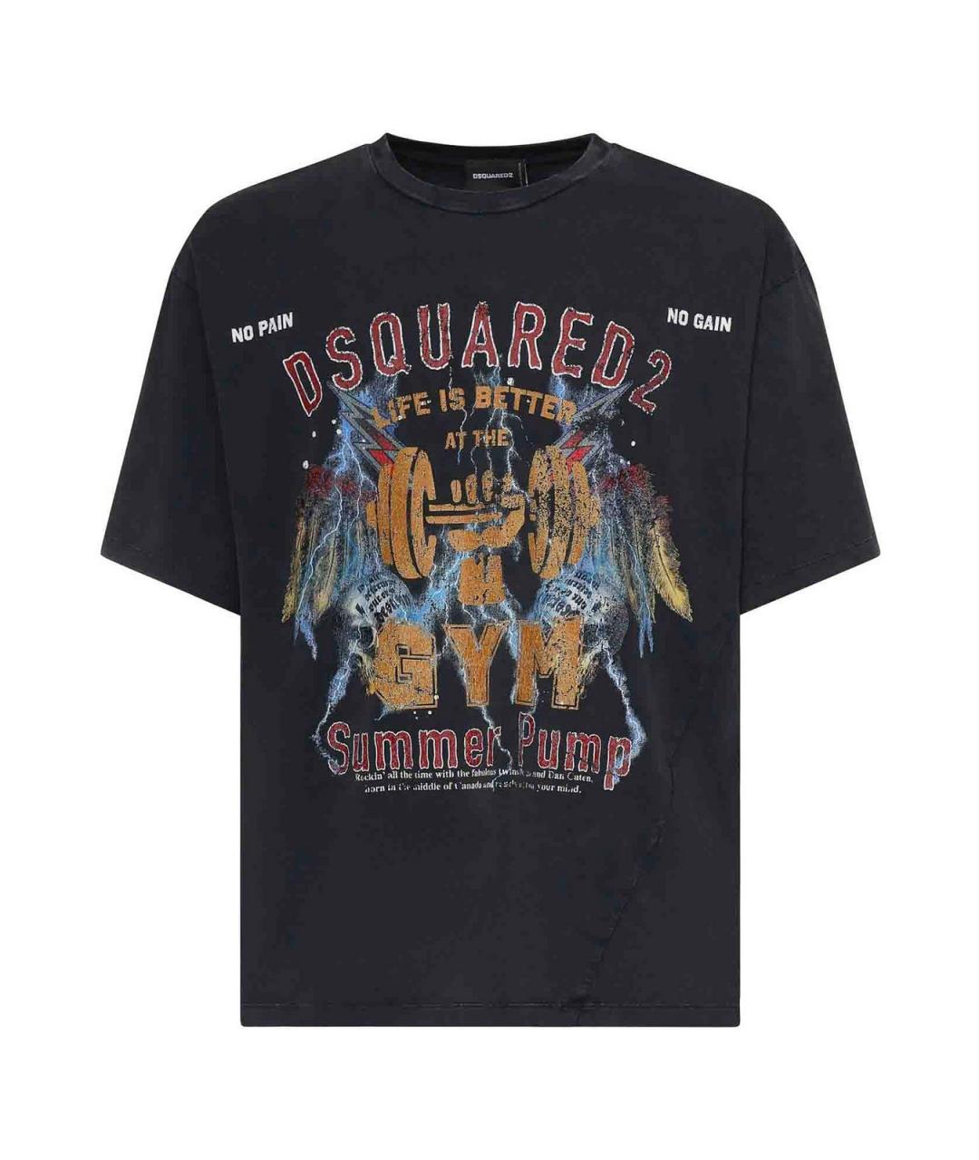 DSQUARED2 Антрацитовая хлопковая футболка, фото 1