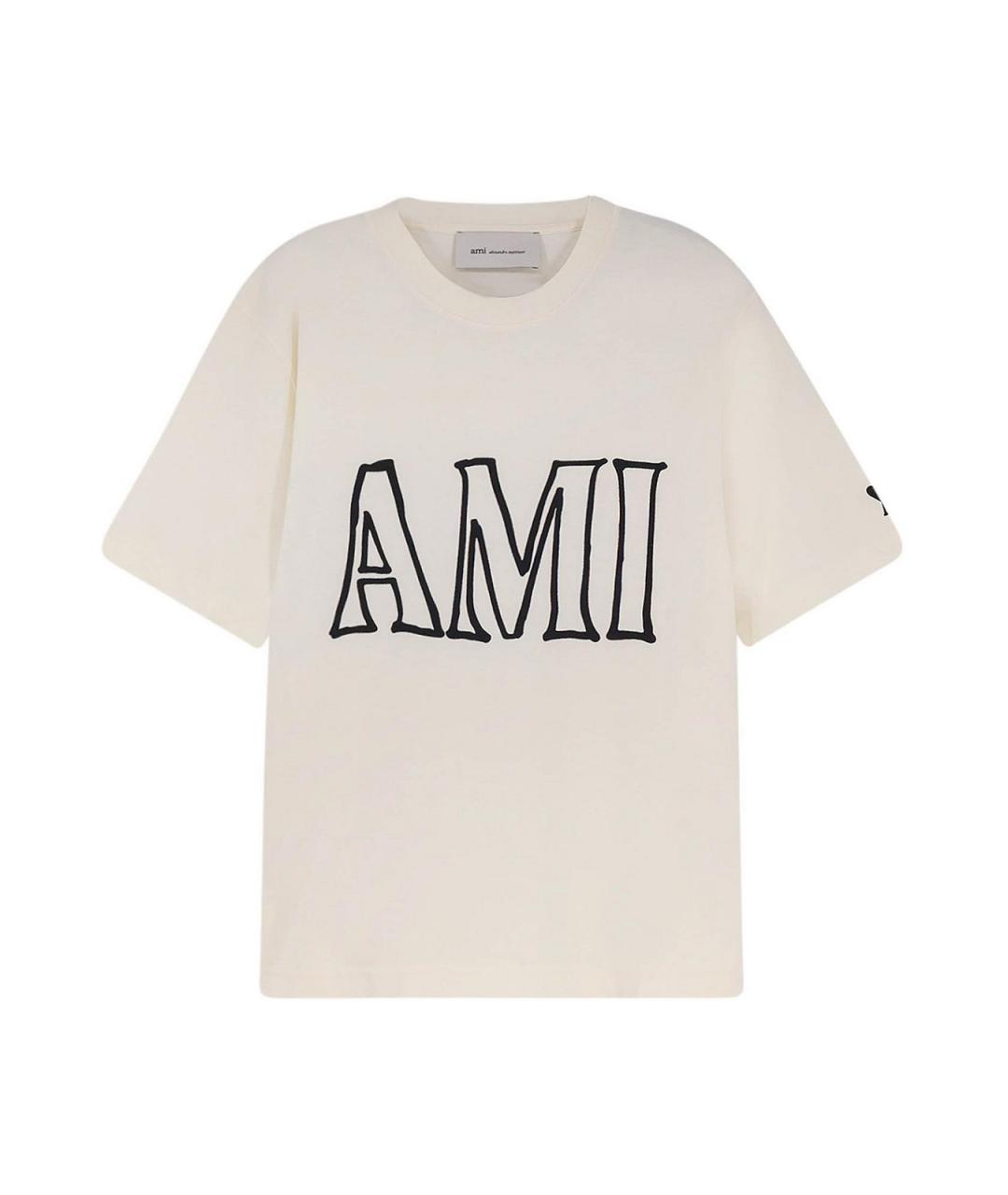 Ami Paris Бежевая хлопковая футболка, фото 1