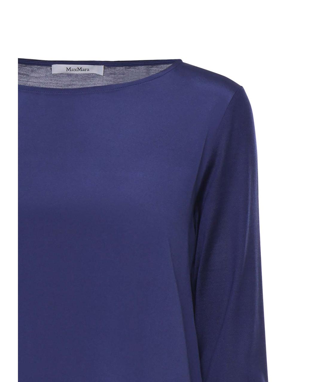 MAX MARA Синяя шелковая футболка, фото 3