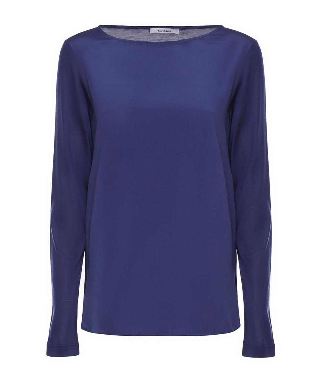 MAX MARA Синяя шелковая футболка, фото 1