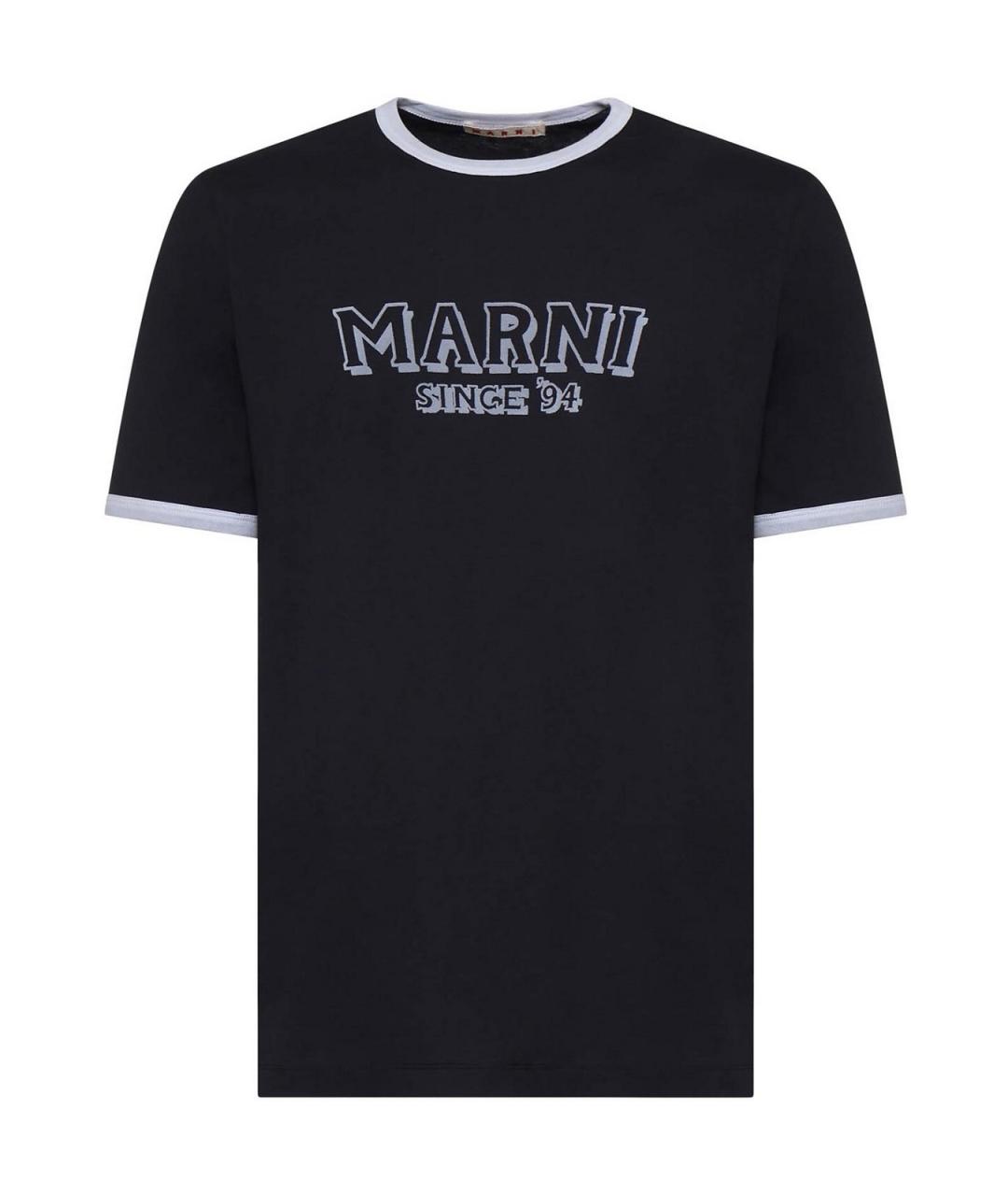 MARNI Темно-синяя хлопковая футболка, фото 1