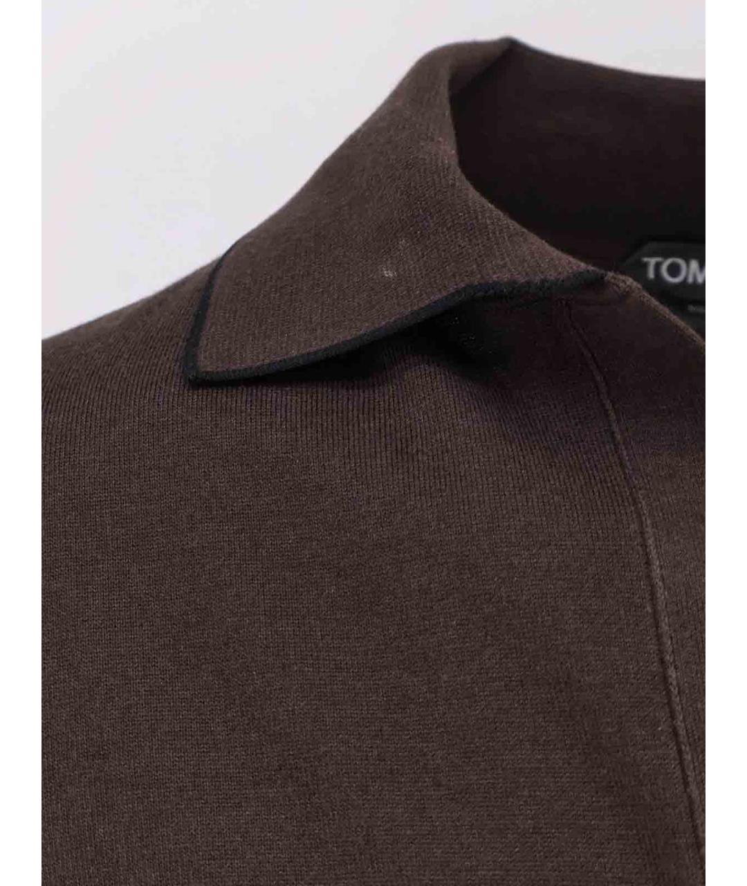 TOM FORD Коричневое хлопковое поло с коротким рукавом, фото 3