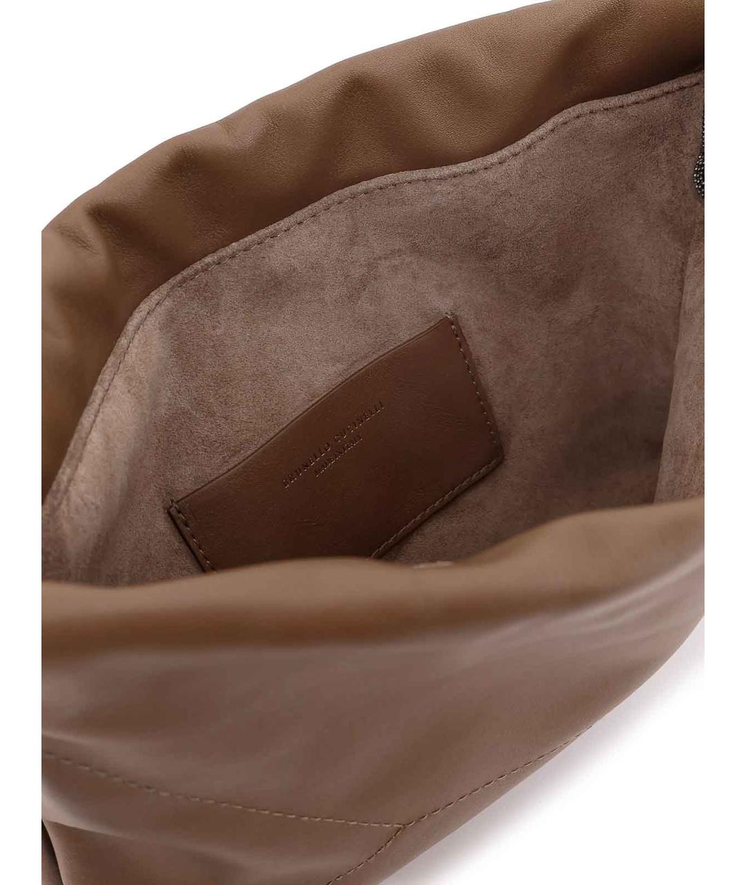 BRUNELLO CUCINELLI Коричневая кожаная сумка через плечо, фото 4