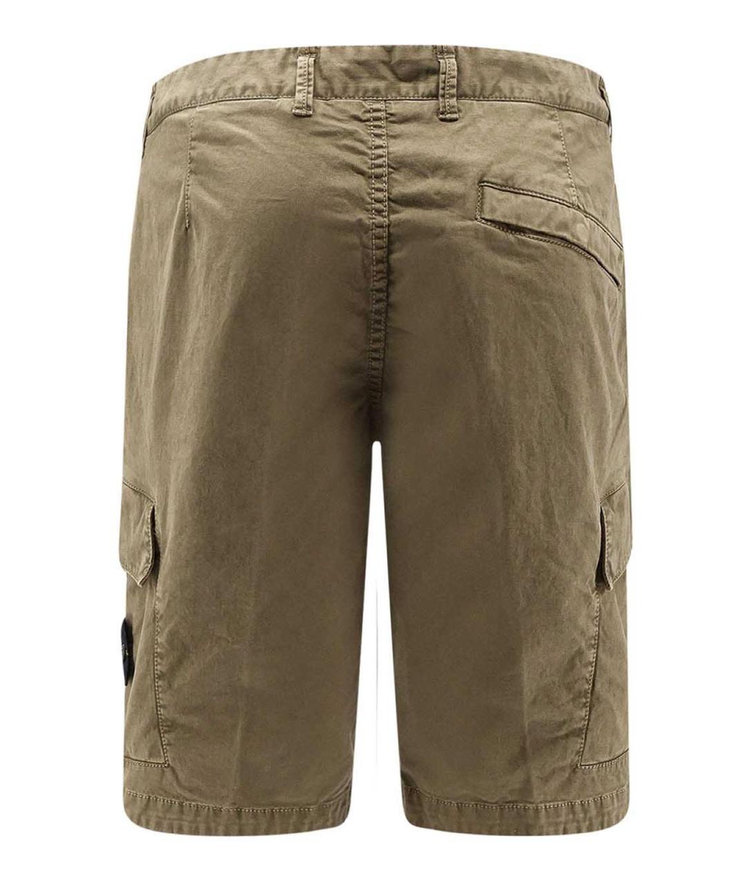 STONE ISLAND Хаки хлопковые шорты, фото 2