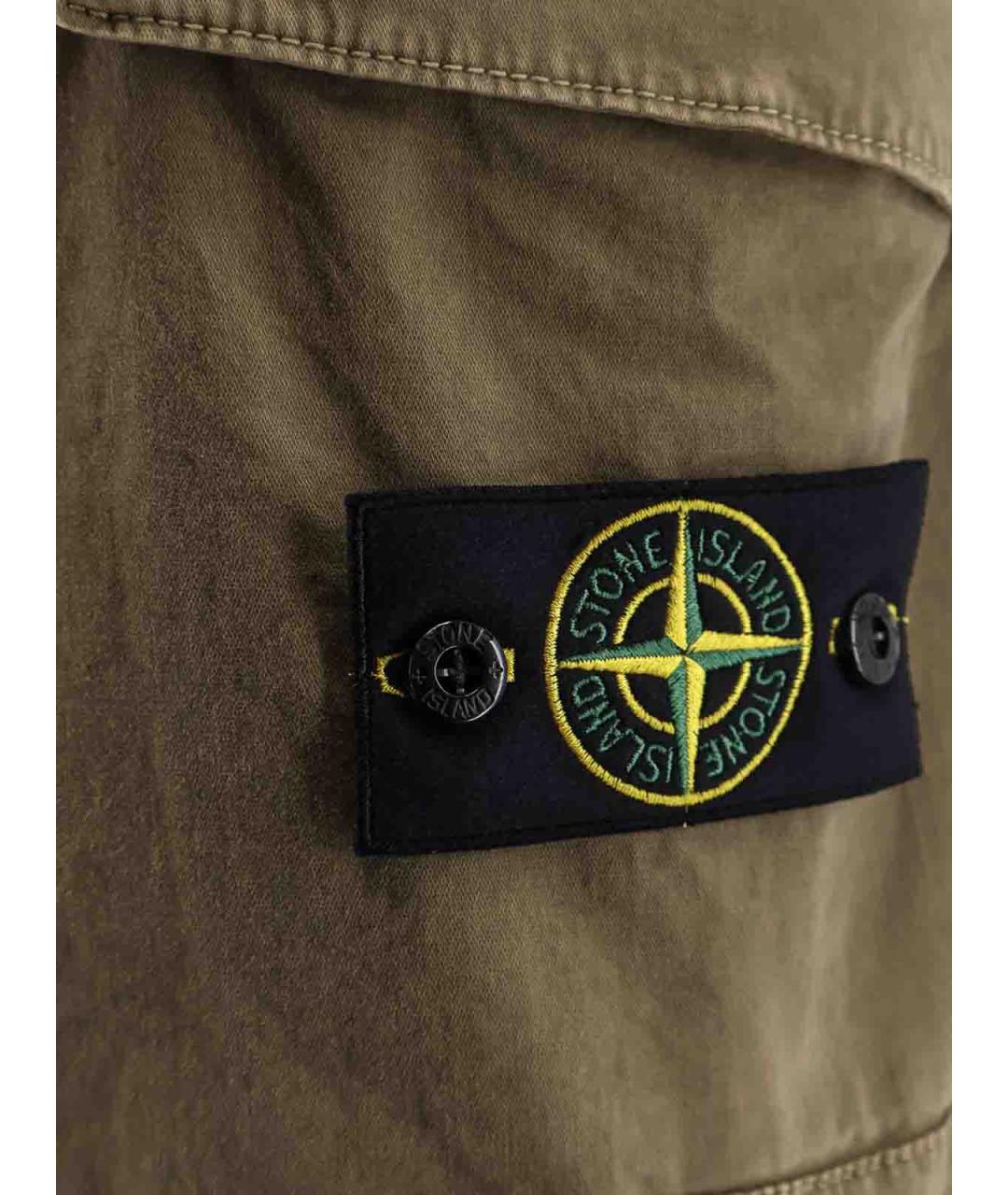 STONE ISLAND Хаки хлопковые шорты, фото 3
