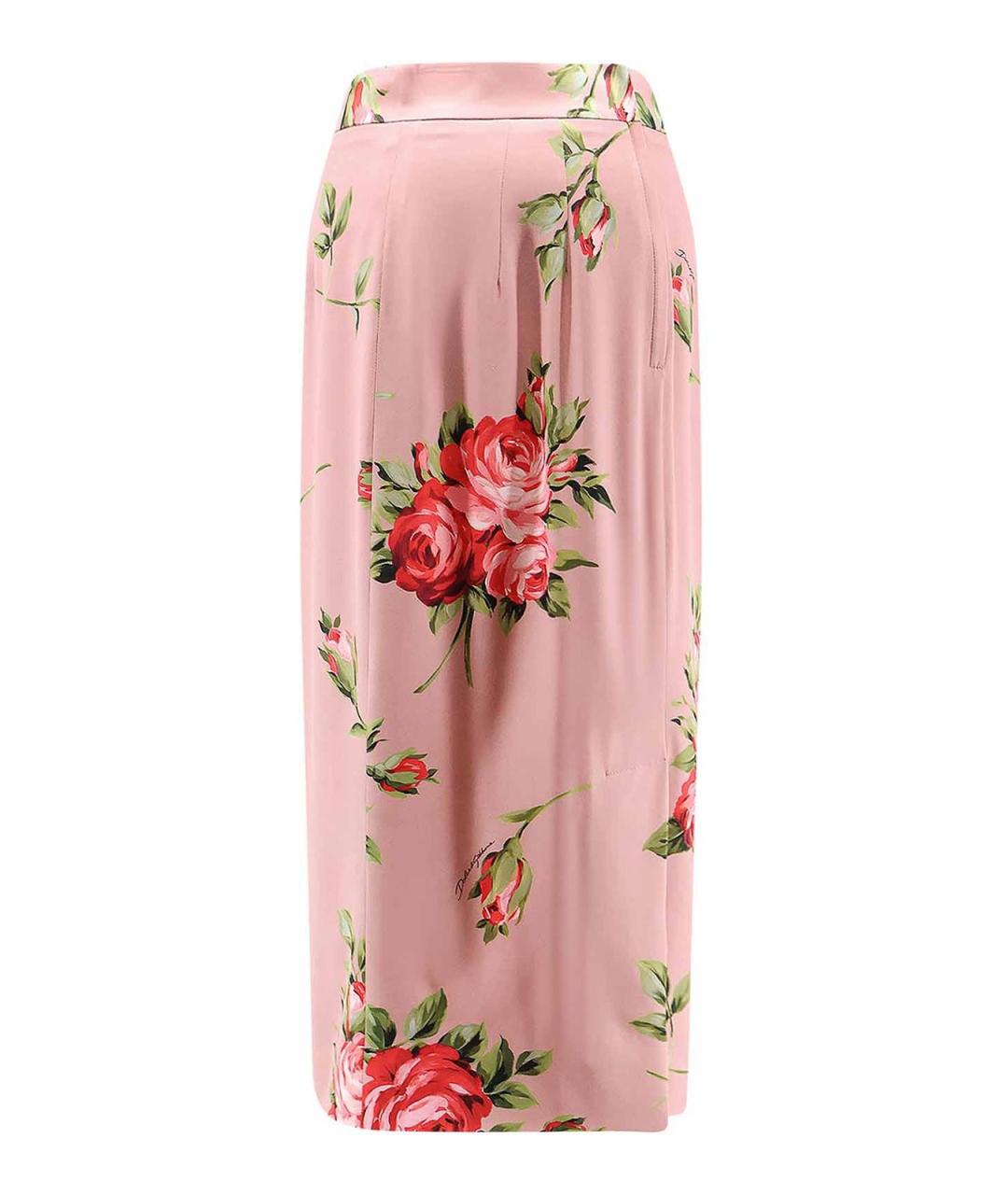 DOLCE&GABBANA Розовая шелковая юбка макси, фото 2