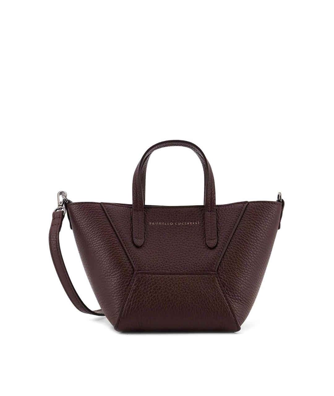 BRUNELLO CUCINELLI Фиолетовая кожаная сумка тоут, фото 1