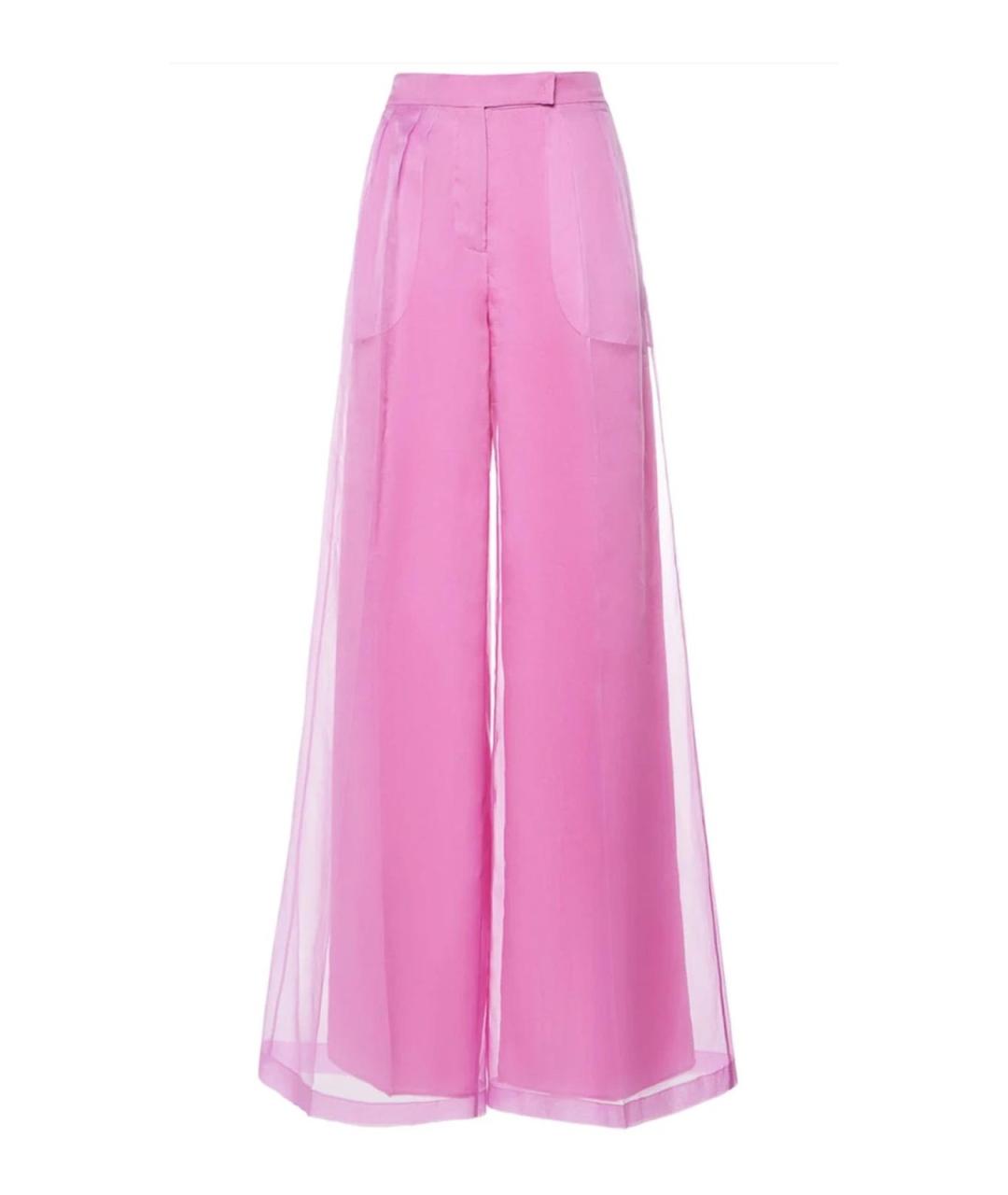 MAX MARA Розовые шелковые брюки широкие, фото 1