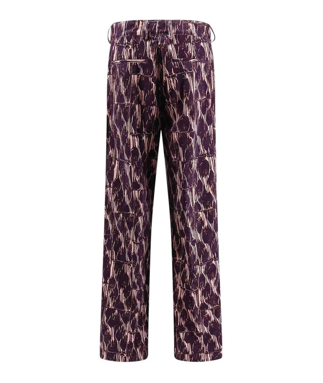 DRIES VAN NOTEN Фиолетовые хлопковые прямые брюки, фото 2
