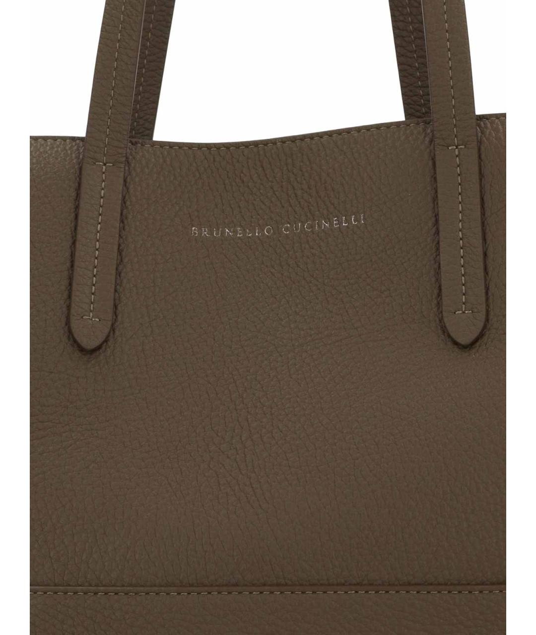 BRUNELLO CUCINELLI Коричневая кожаная сумка тоут, фото 4