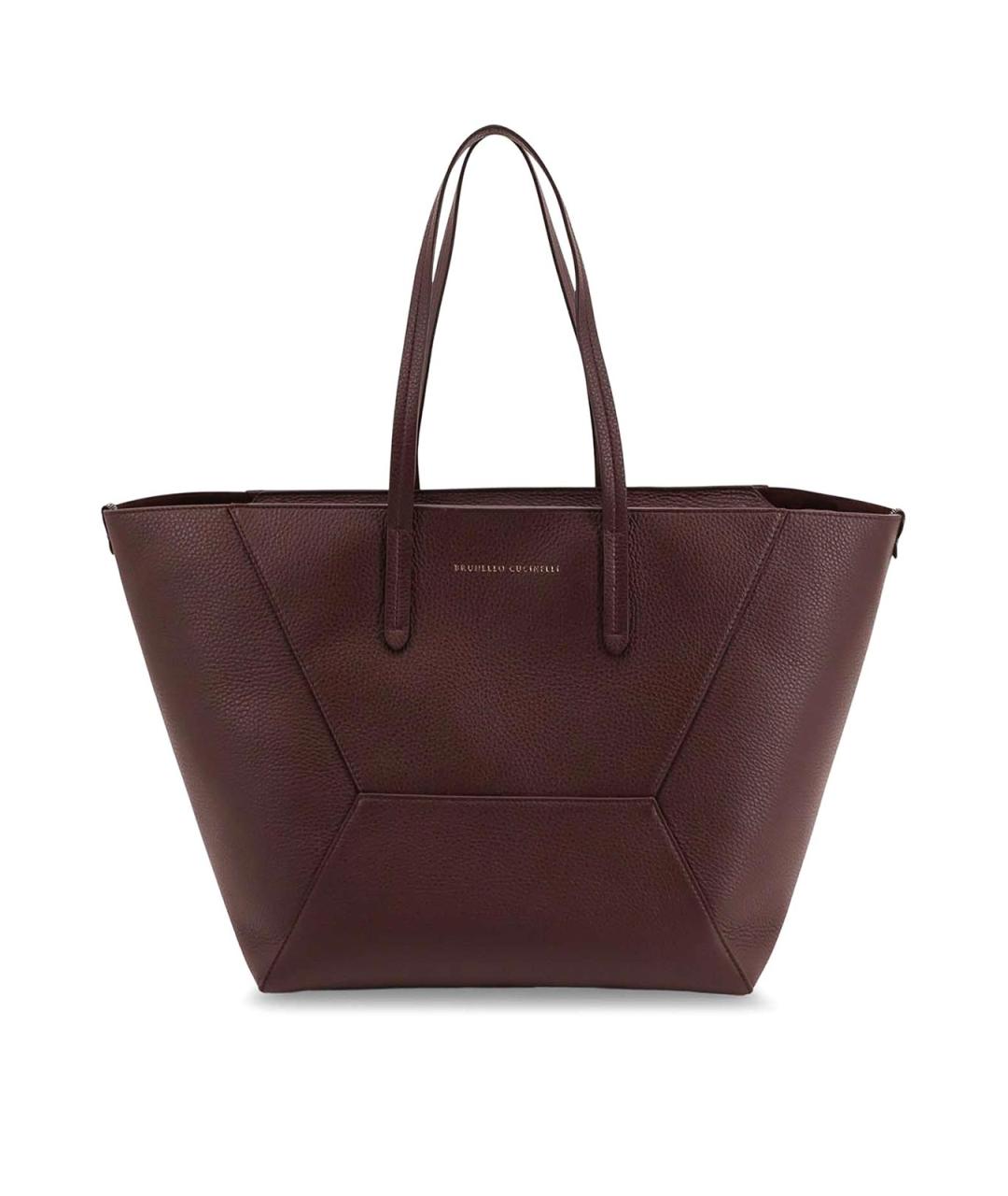 BRUNELLO CUCINELLI Бордовая кожаная сумка тоут, фото 1