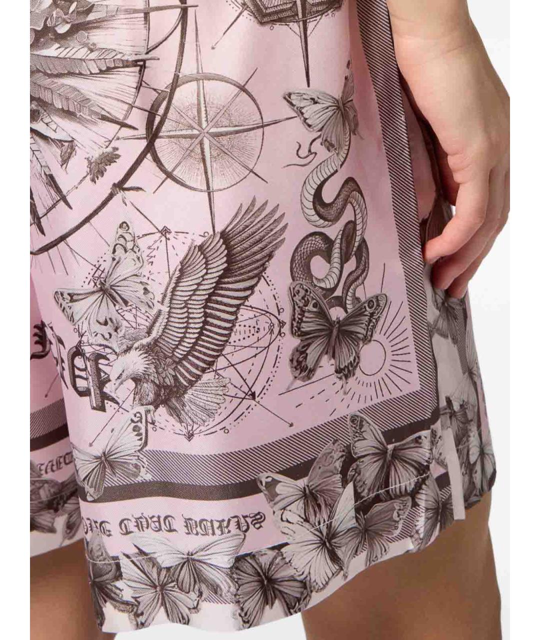 PHILIPP PLEIN Розовые шелковые шорты, фото 4