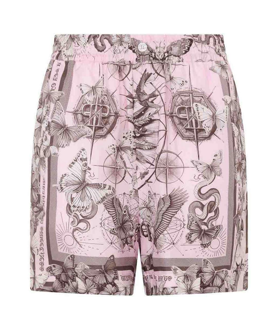 PHILIPP PLEIN Розовые шелковые шорты, фото 1