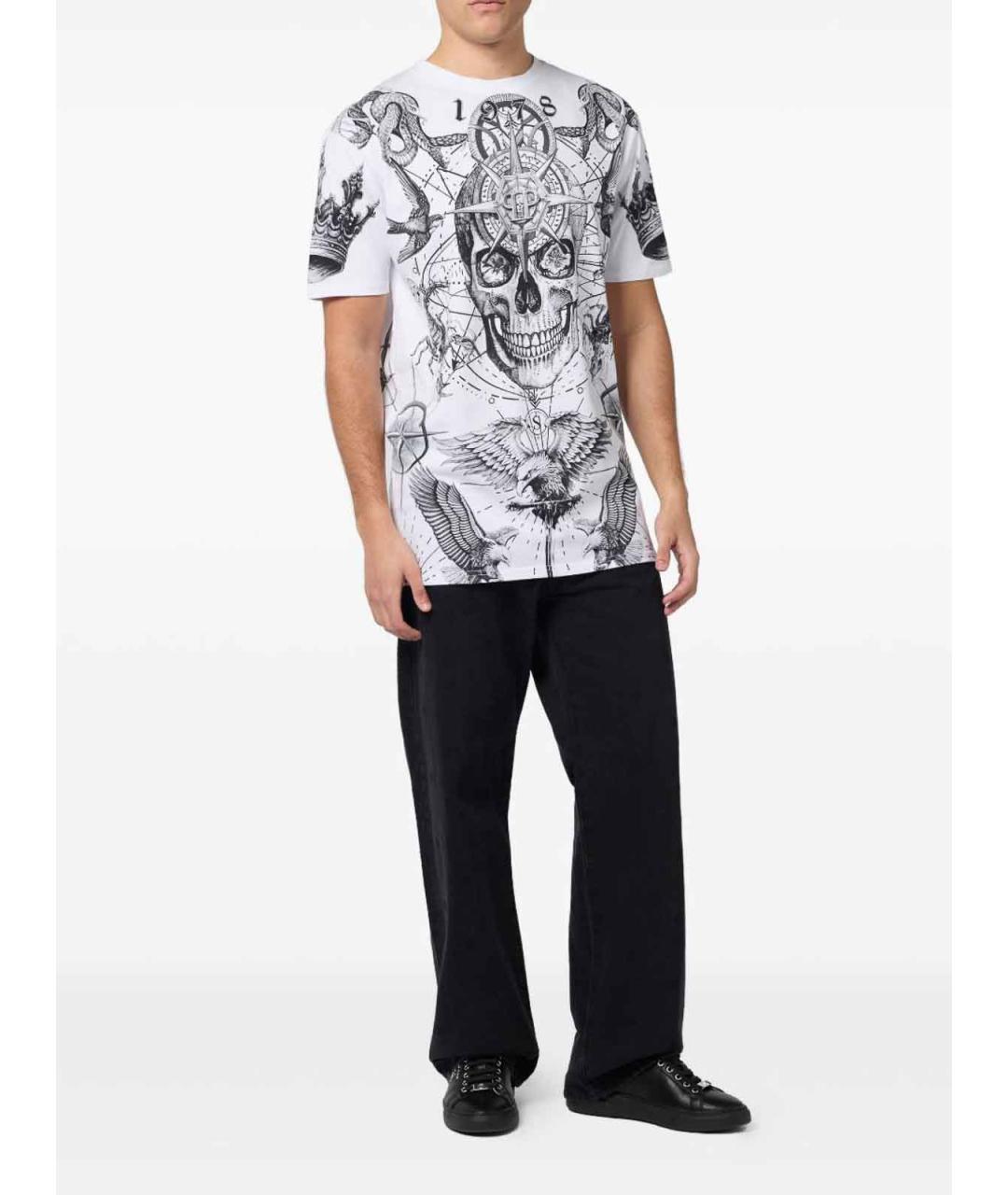 PHILIPP PLEIN Белая хлопковая футболка, фото 4