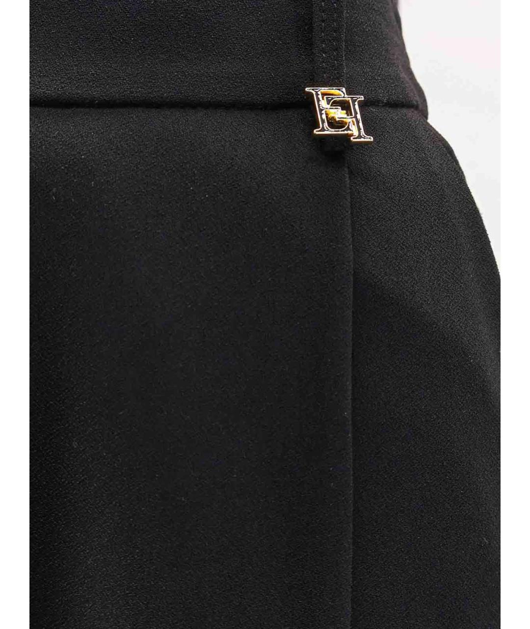 ELISABETTA FRANCHI Черные полиэстеровые прямые брюки, фото 3