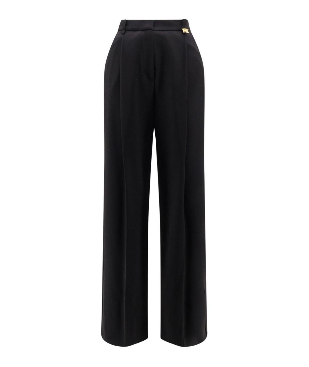 ELISABETTA FRANCHI Черные полиэстеровые прямые брюки, фото 1