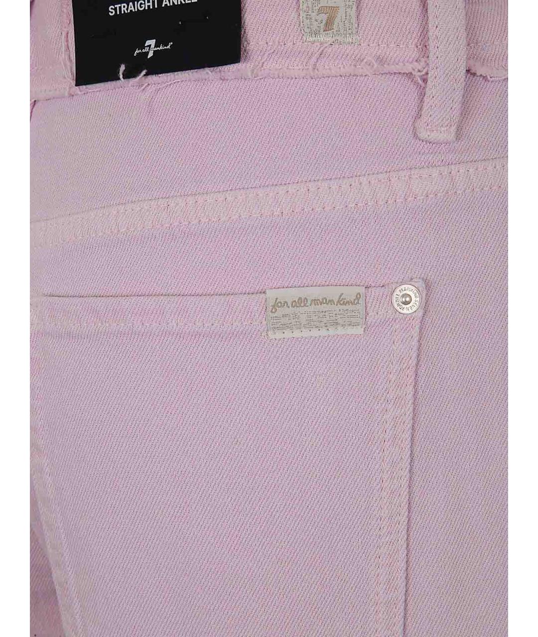 7 FOR ALL MANKIND Розовые хлопковые прямые джинсы, фото 3