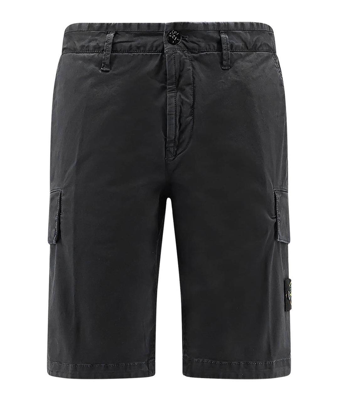 STONE ISLAND Черные хлопковые шорты, фото 1