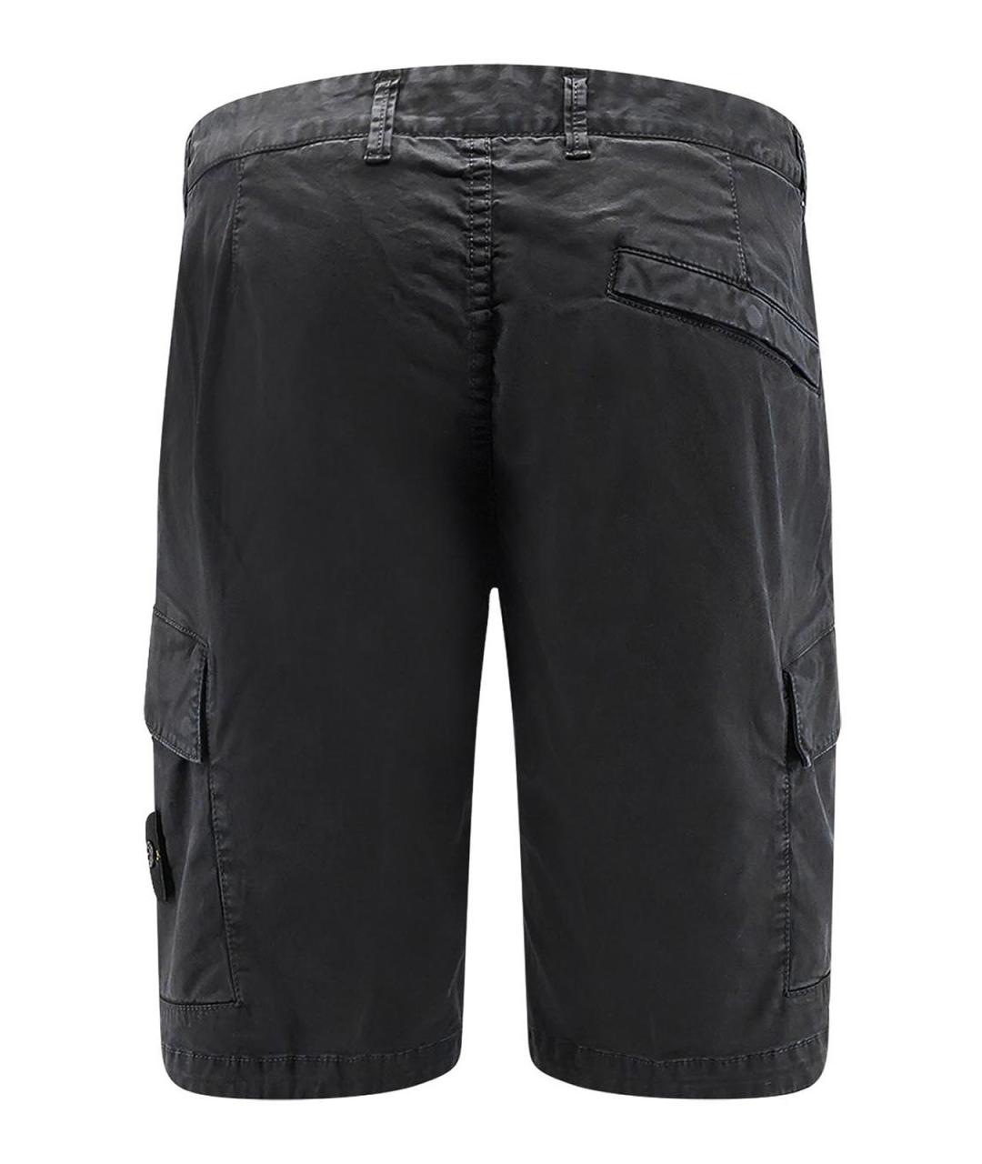 STONE ISLAND Черные хлопковые шорты, фото 2