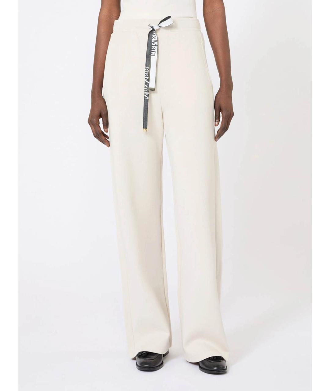 'S MAX MARA Белые хлопковые брюки широкие, фото 3