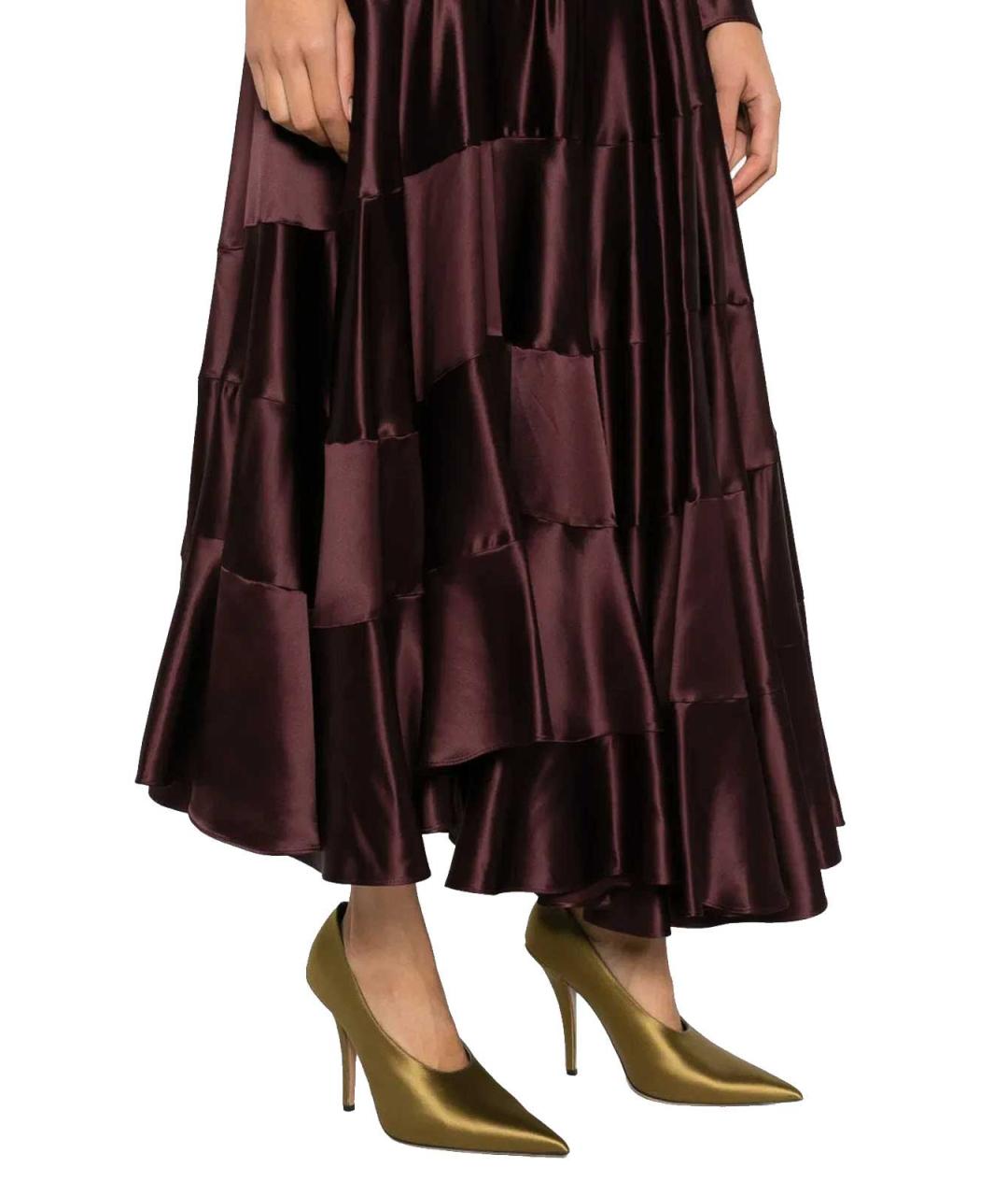 TORY BURCH Бордовое вискозное вечернее платье, фото 4