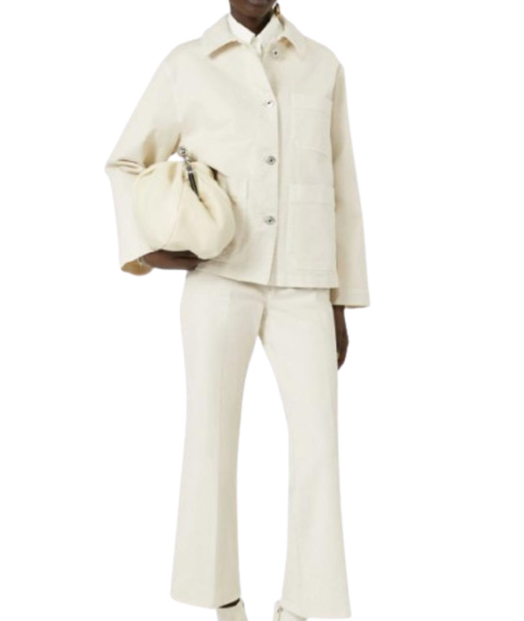 WEEKEND MAX MARA Белые хлопковые джинсы клеш, фото 2