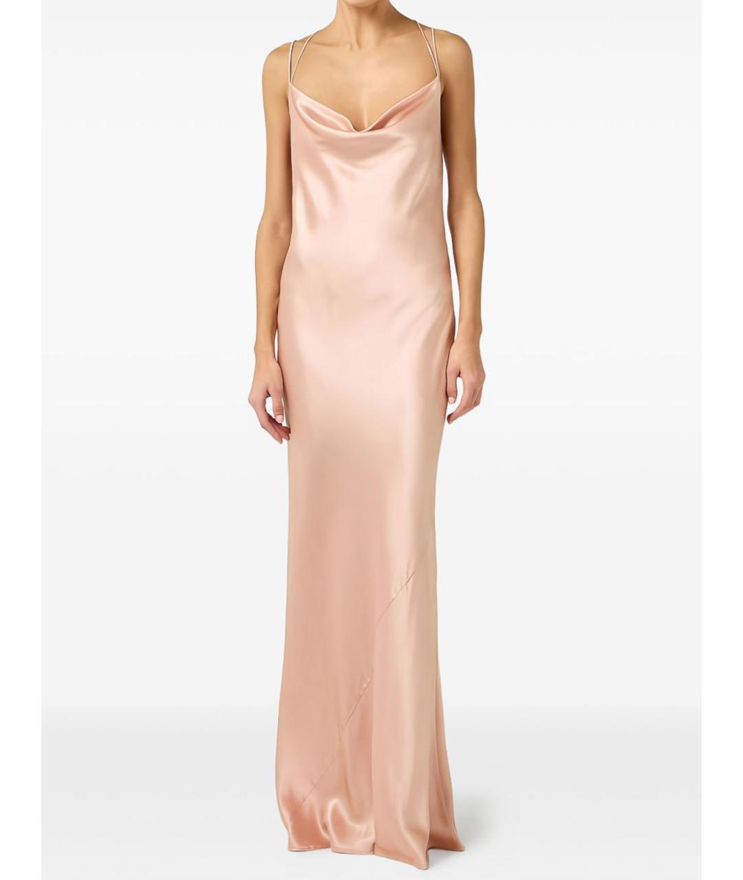 ELISABETTA FRANCHI Розовое атласное вечернее платье, фото 4