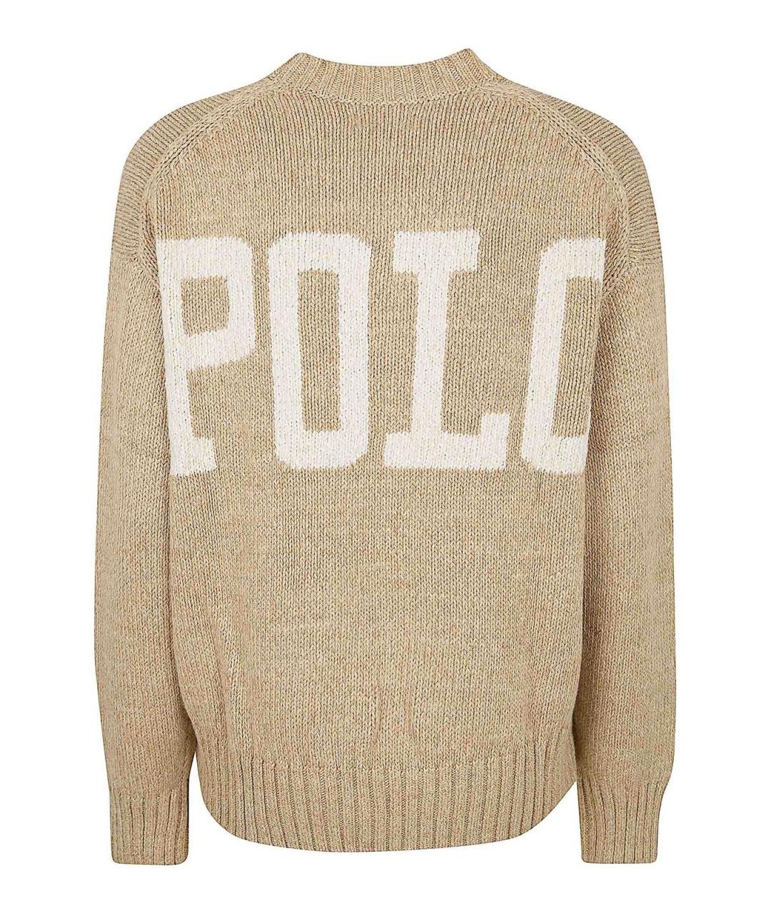 POLO RALPH LAUREN Бежевый хлопковый джемпер / свитер, фото 2