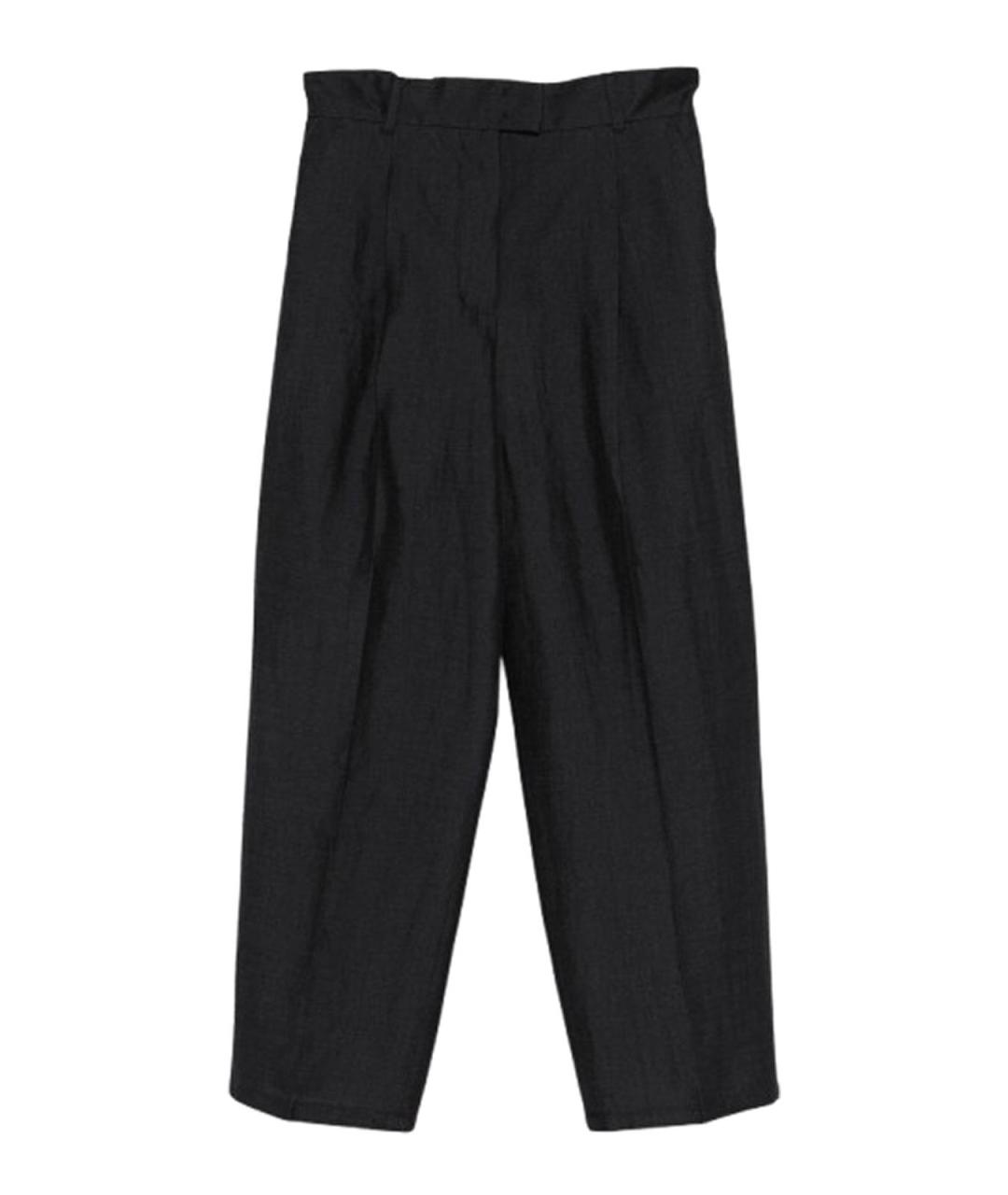 MAX MARA Серые льняные прямые брюки, фото 1