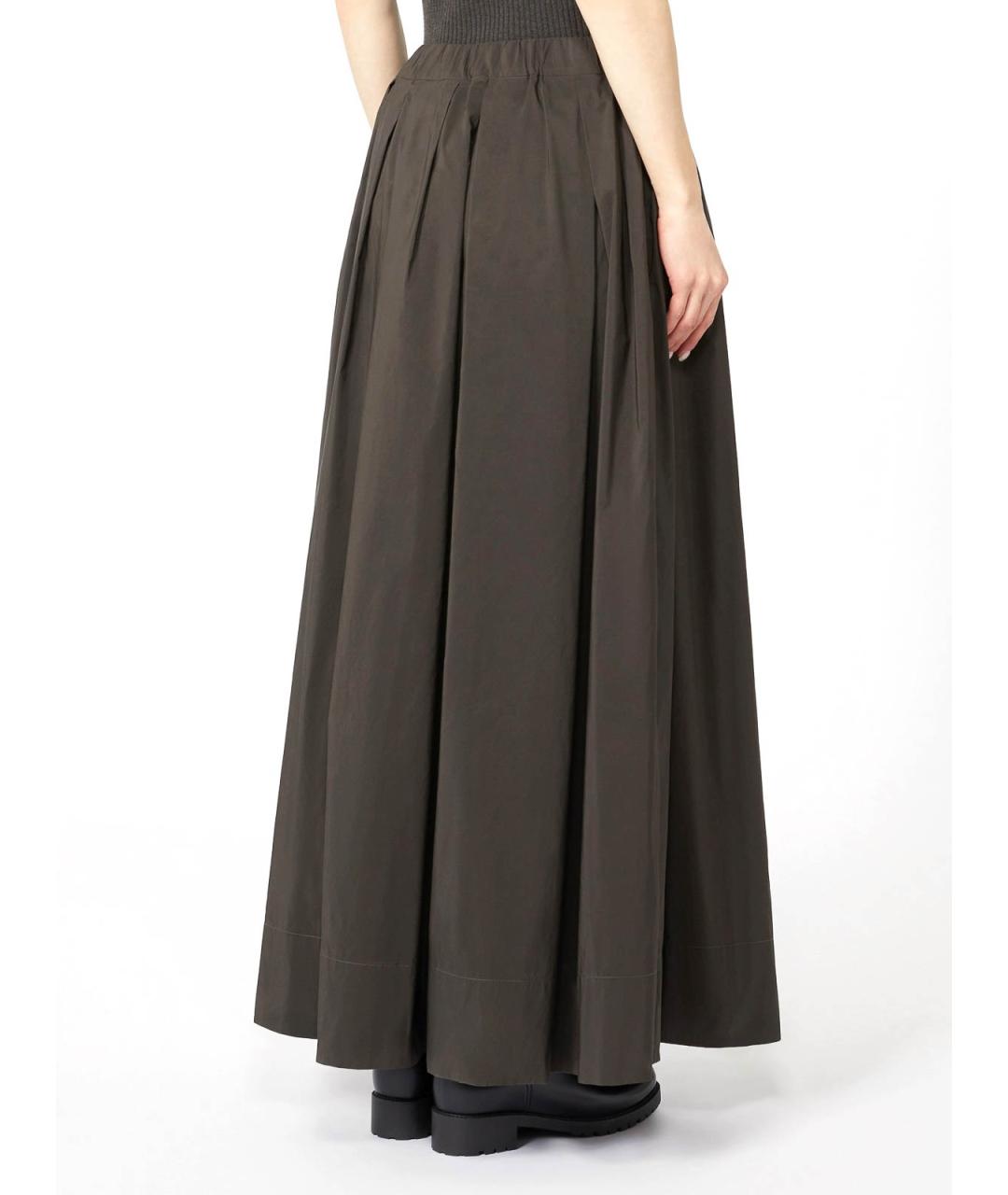 'S MAX MARA Зеленая хлопковая юбка макси, фото 4