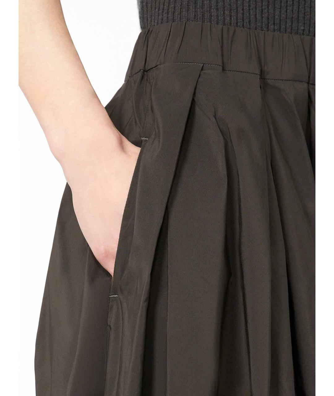 'S MAX MARA Зеленая хлопковая юбка макси, фото 5