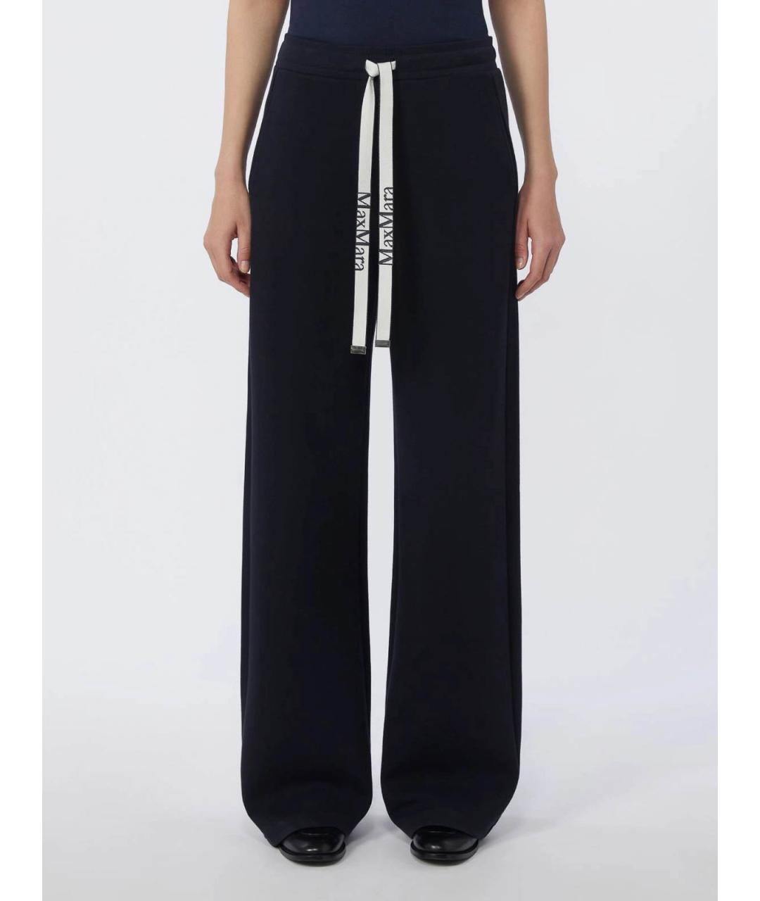 'S MAX MARA Синие хлопковые брюки широкие, фото 3