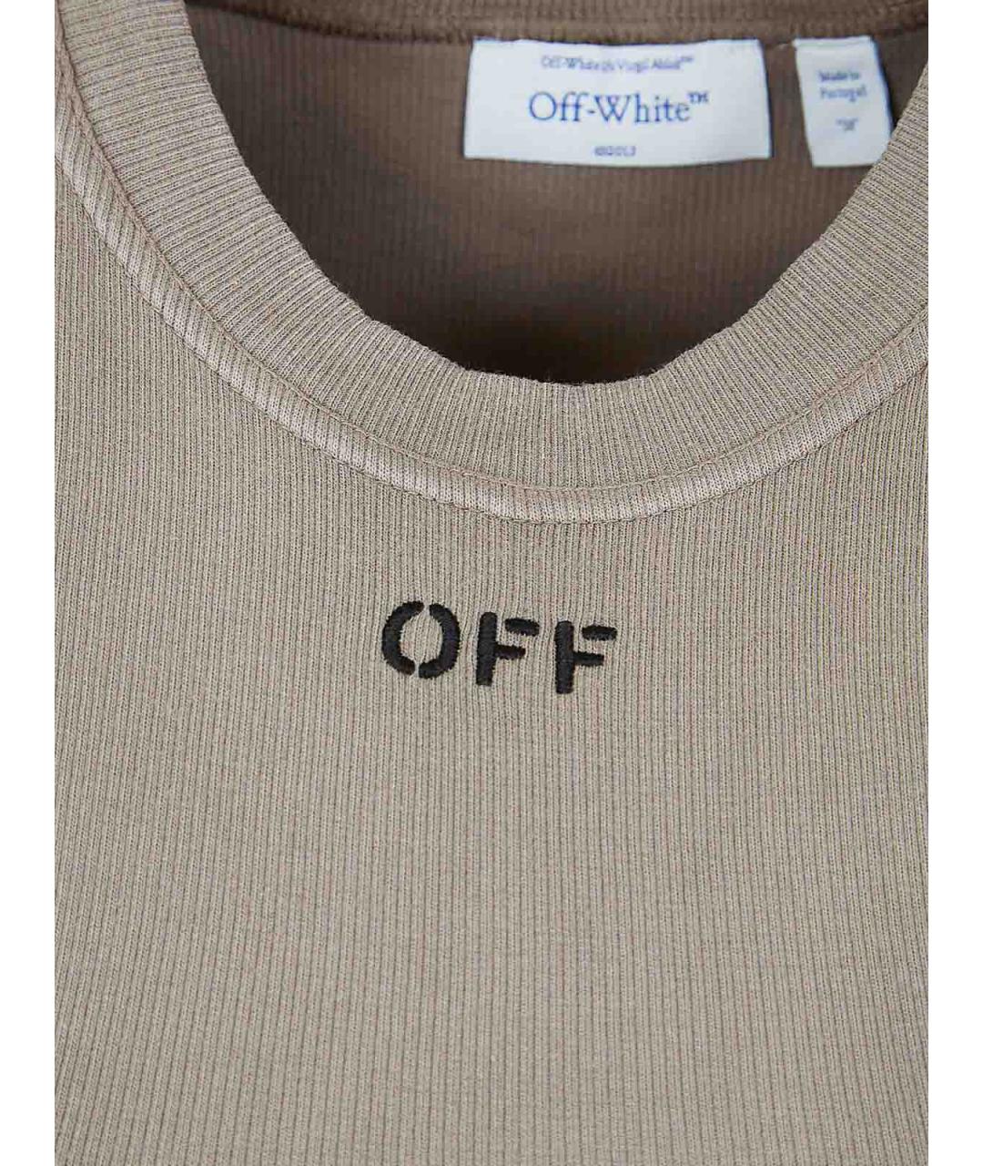 OFF-WHITE Бежевая хлопковая майка, фото 3