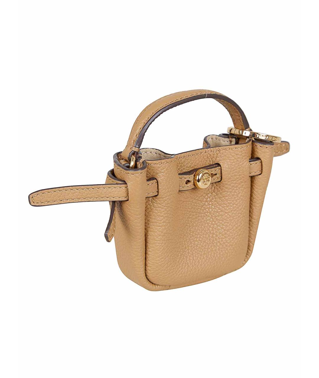 TORY BURCH Бежевая кожаная сумка с короткими ручками, фото 2
