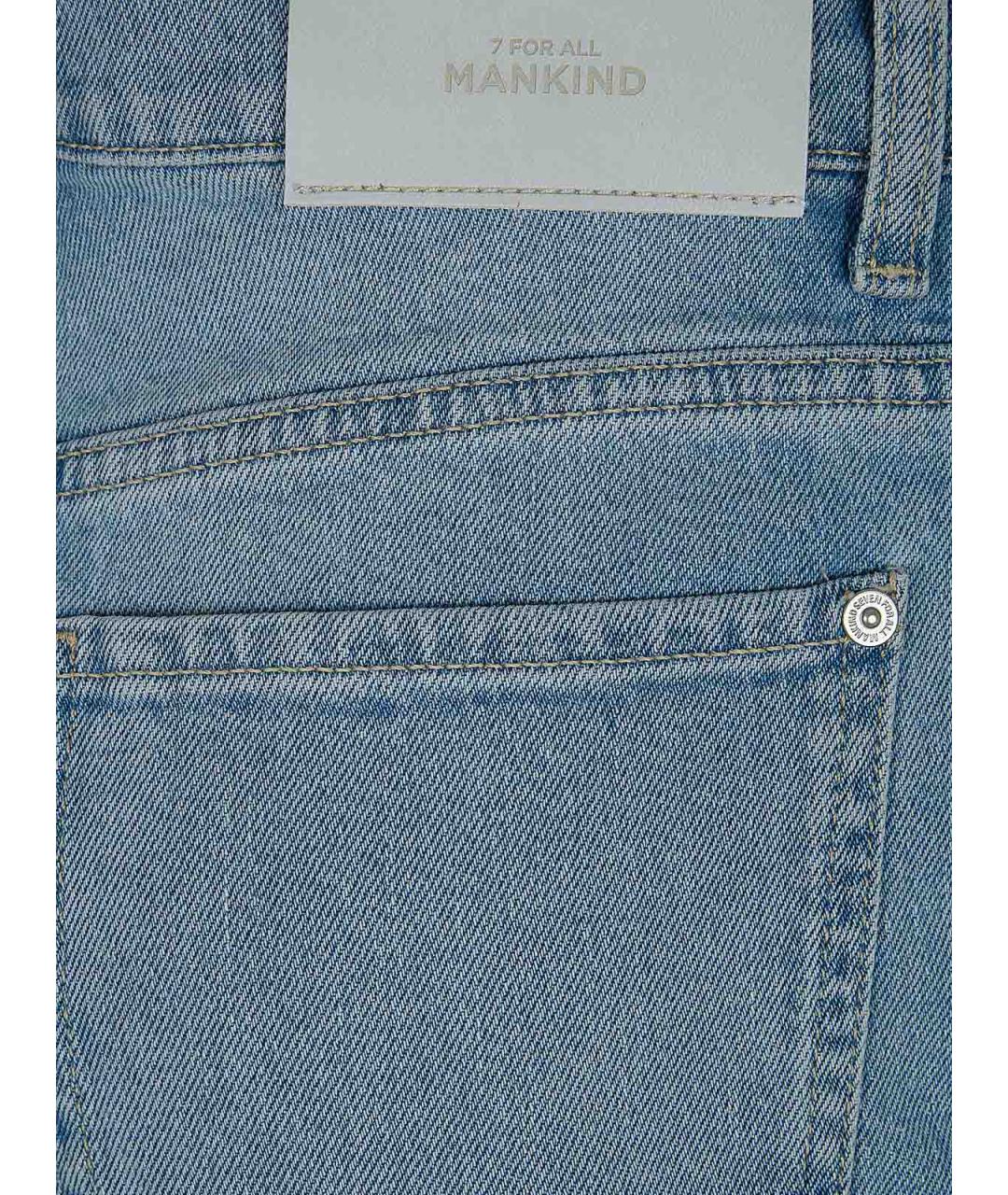 7 FOR ALL MANKIND Синие хлопковые прямые джинсы, фото 3