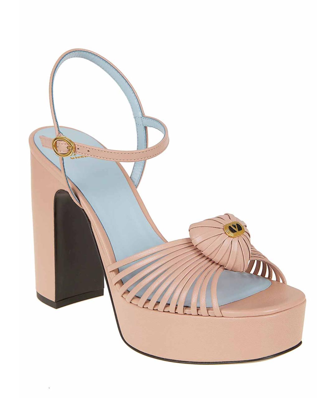 VALENTINO Розовые кожаные босоножки, фото 2
