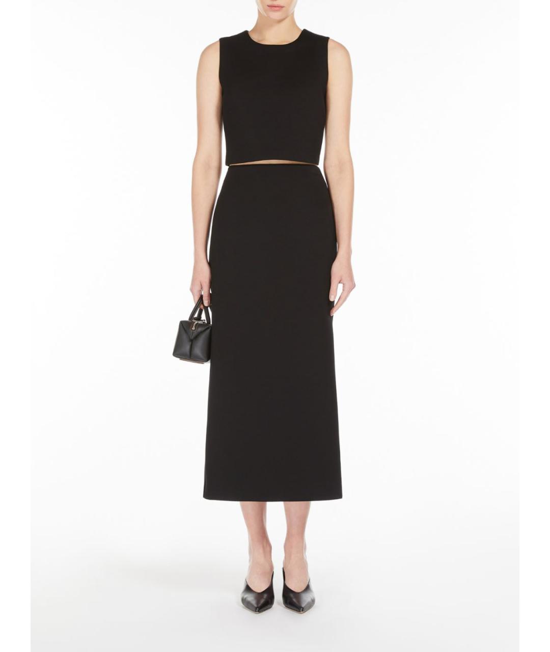 'S MAX MARA Черная вискозная юбка миди, фото 2